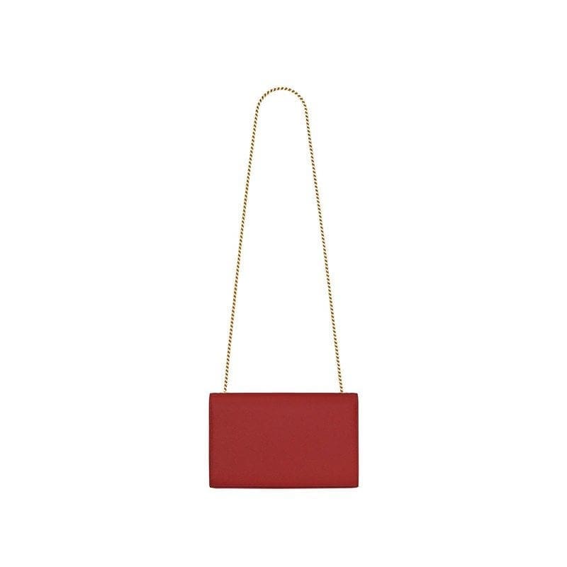 Saint Laurent Medium Kate Chain Bag In Red Textured Leather