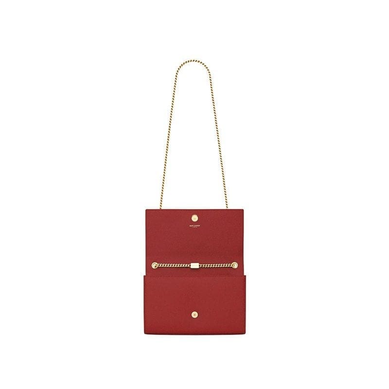 Saint Laurent Medium Kate Chain Bag In Red Textured Leather