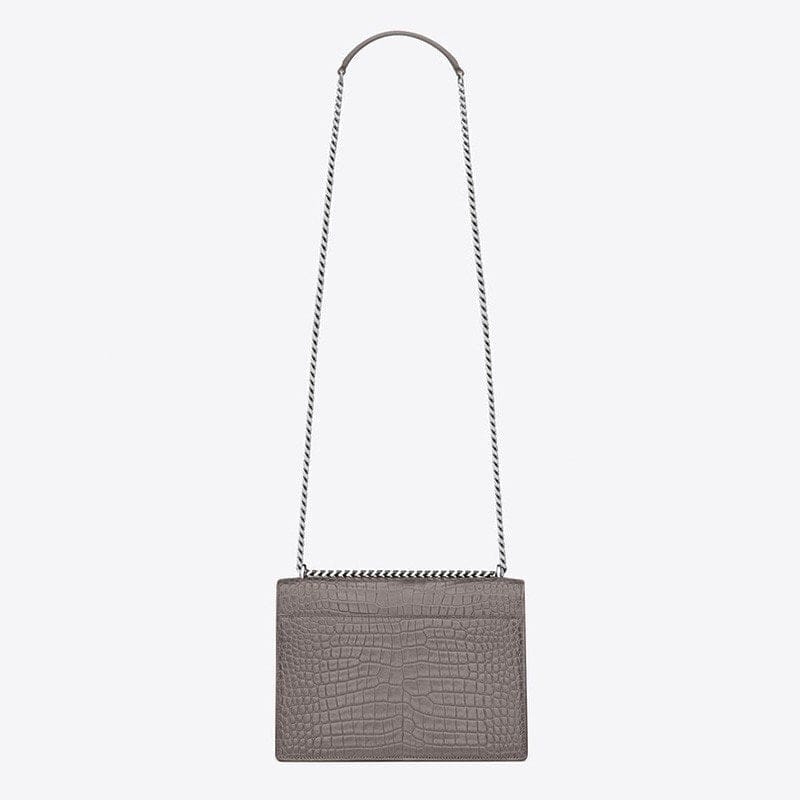 Saint Laurent Sunset Medium In Crocodile Embossed Shiny Leather