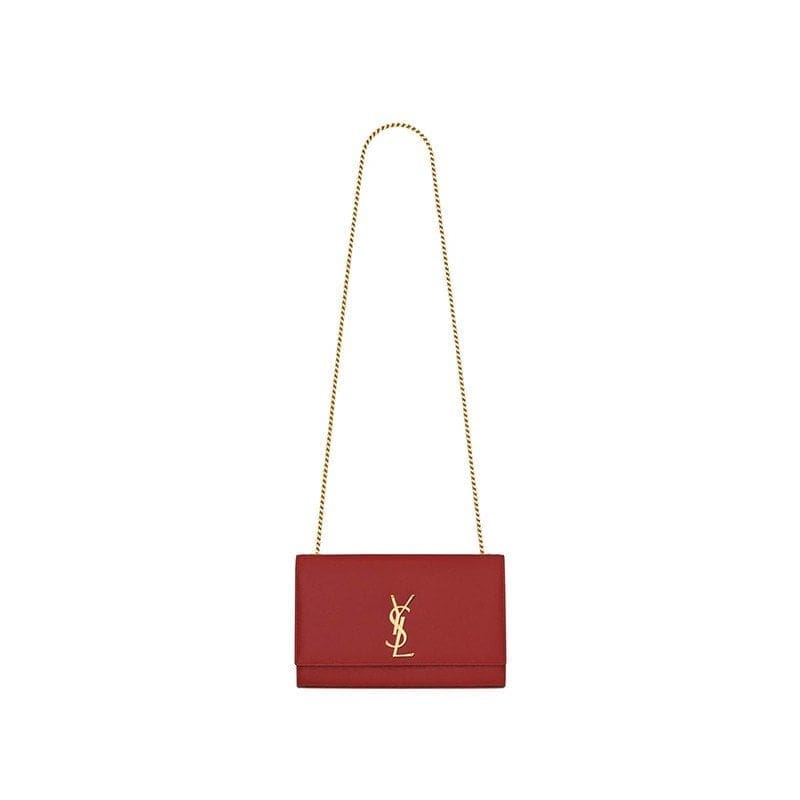 Saint Laurent Medium Kate Chain Bag In Red Textured Leather