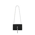 Saint Laurent Medium Kate Tassel Chain Bag In Black Crocodile Em