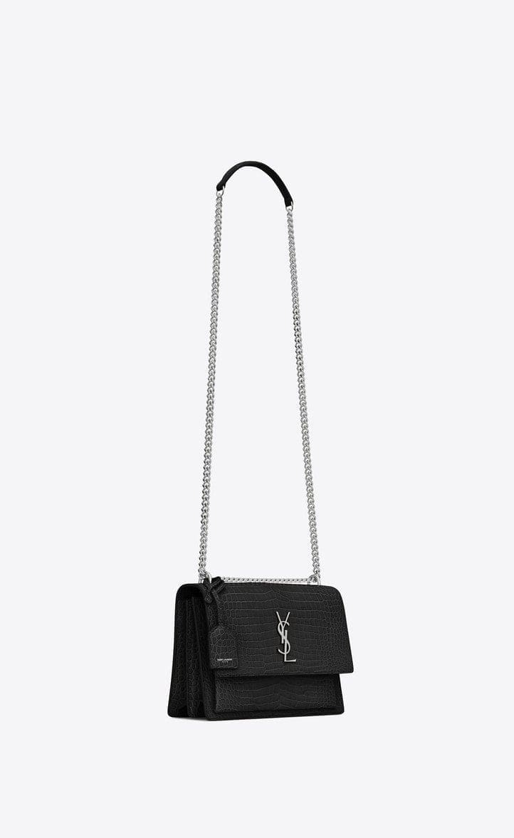 Saint Laurent Sunset Medium In Crocodile Embossed Shiny Leather