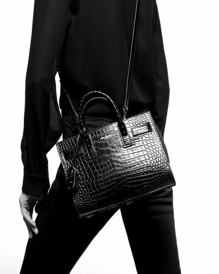 Saint Laurent Classic Sac De Jour Nano In Embossed Crocodile Shi