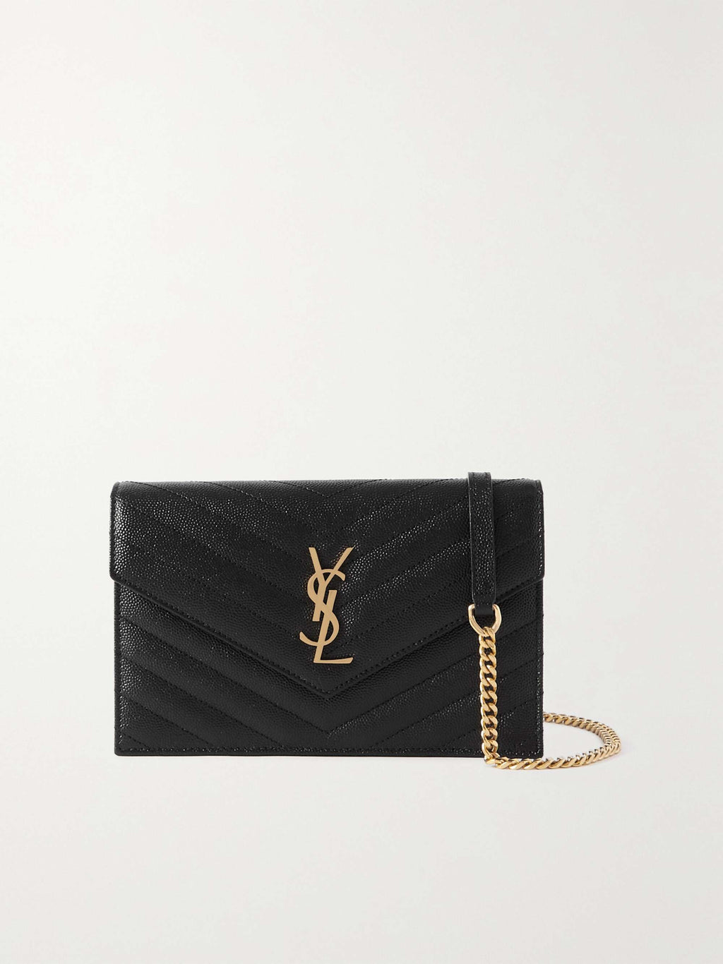 SAINT LAURENT Cassandre Envelope Chain matelassé textured-leather wallet