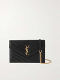 SAINT LAURENT Cassandre Envelope Chain matelassé textured-leather wallet
