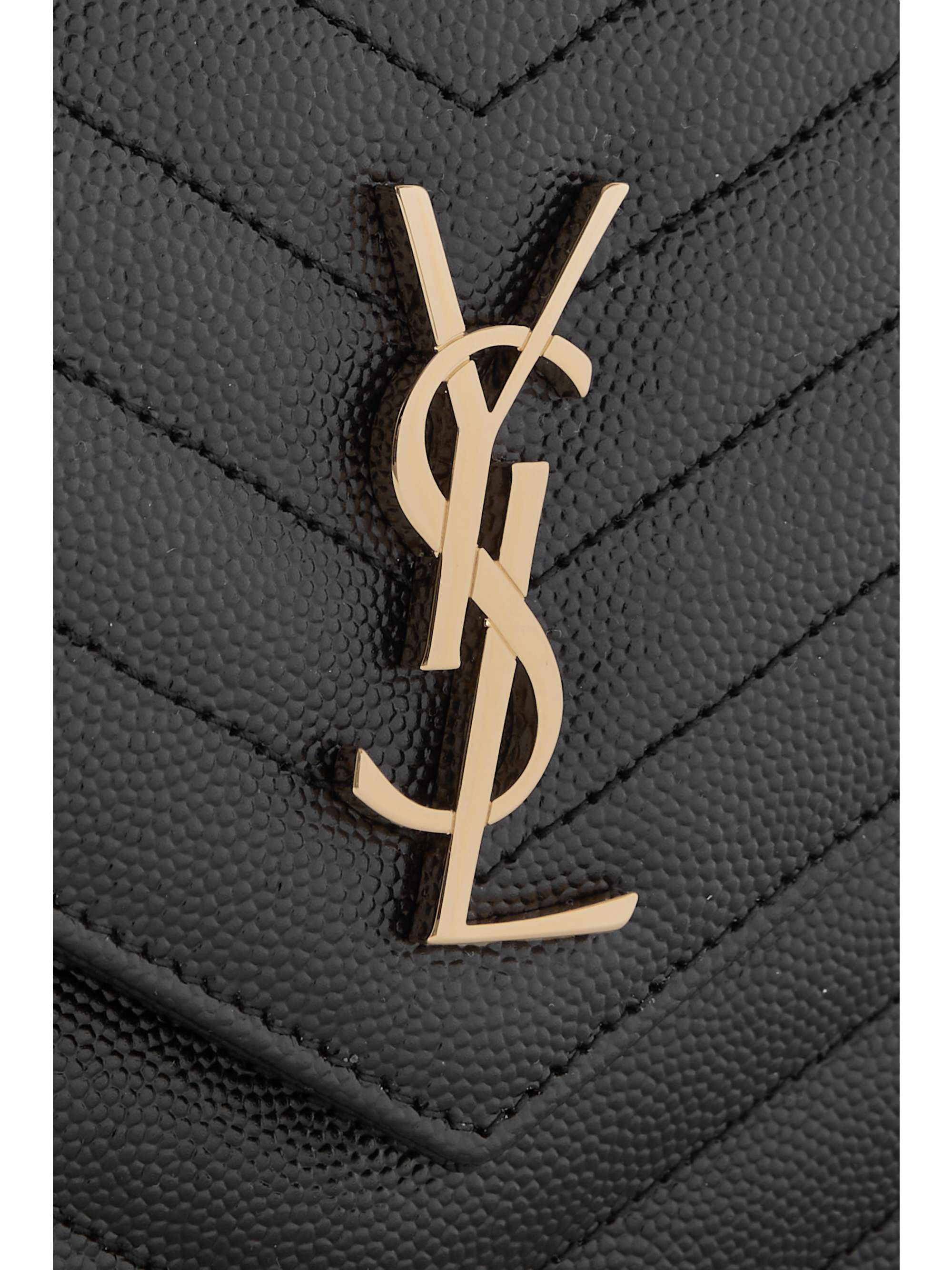 SAINT LAURENT Cassandre Envelope Chain matelassé textured-leather wallet