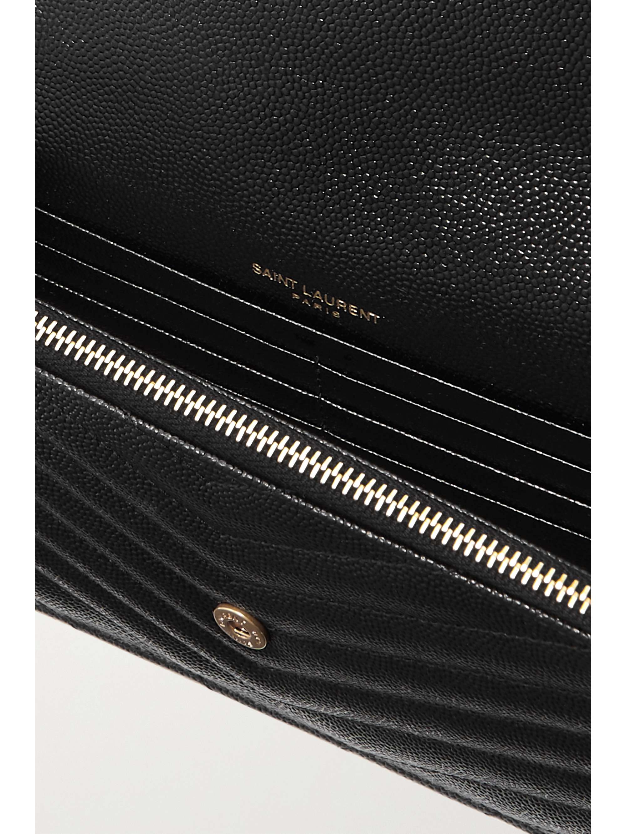 SAINT LAURENT Cassandre Envelope Chain matelassé textured-leather wallet