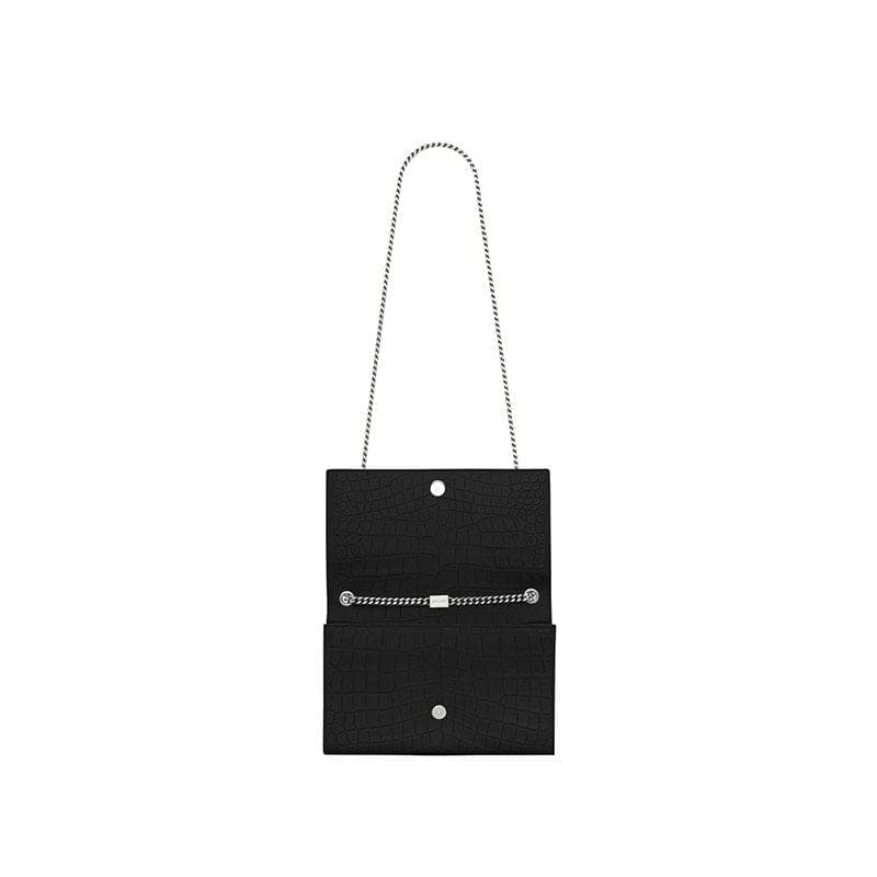 Saint Laurent Medium Kate Tassel Chain Bag In Black Crocodile Em