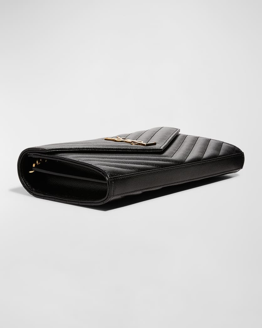 Saint Laurent YSL Monogram Large Wallet on Chain in Grained Leather