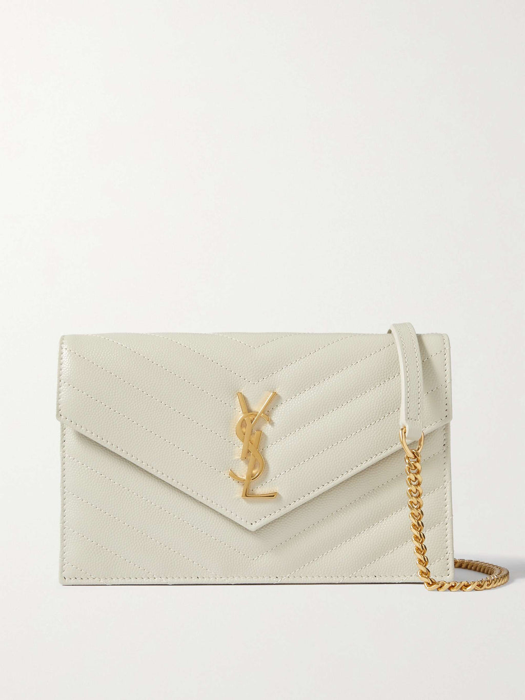 SAINT LAURENT Cassandre Envelope Chain matelassé textured-leather wallet