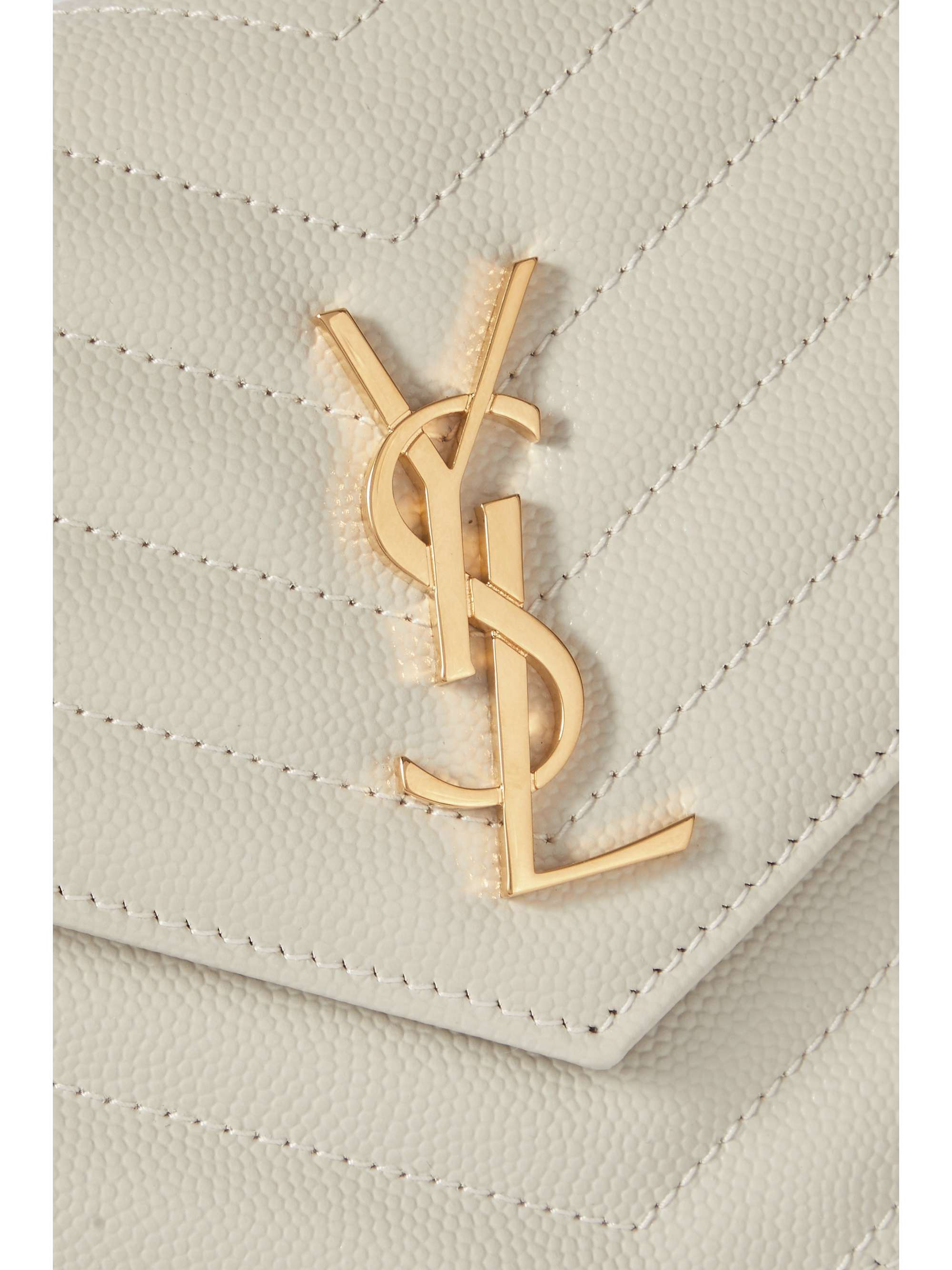 SAINT LAURENT Cassandre Envelope Chain matelassé textured-leather wallet