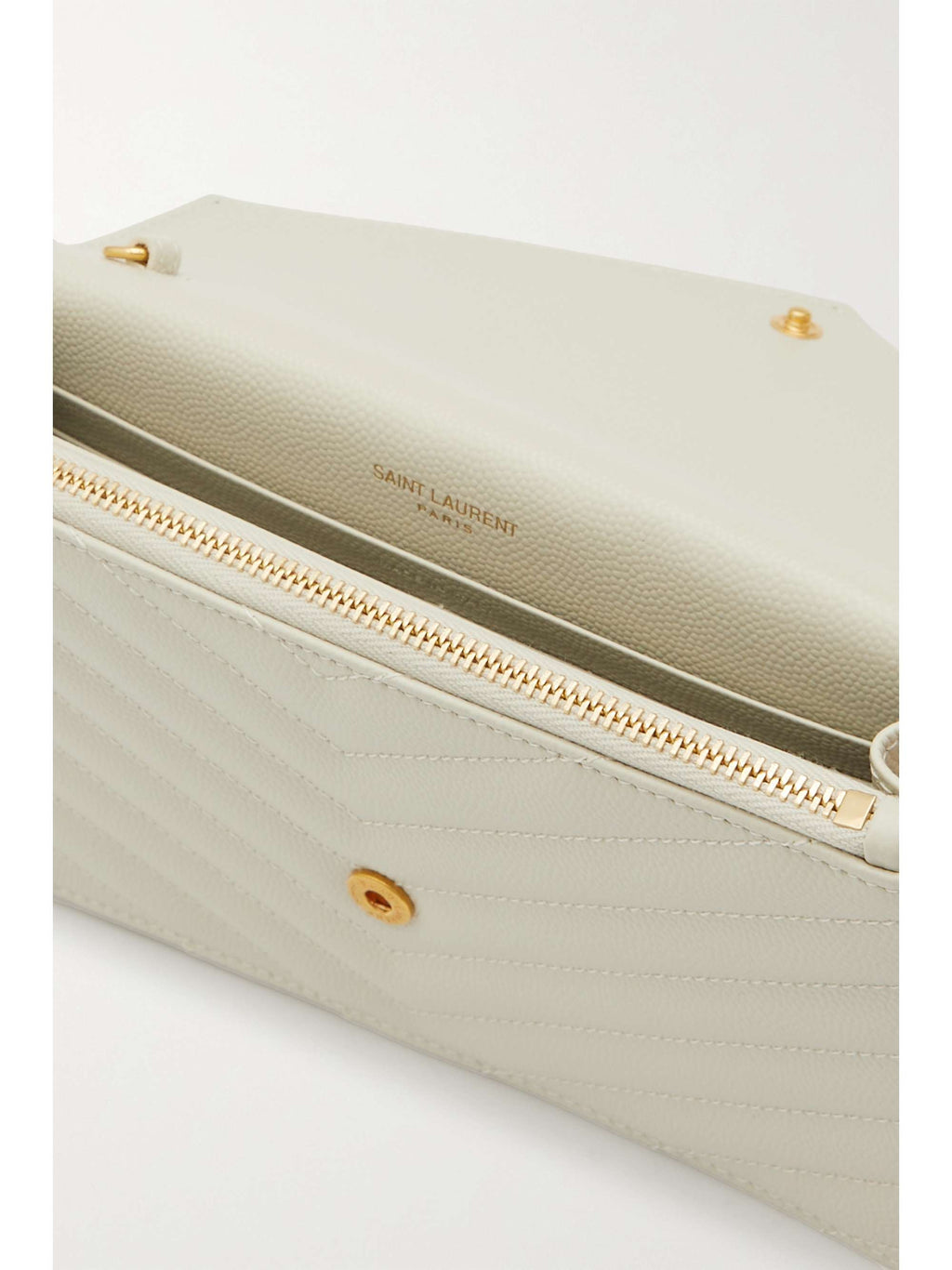 SAINT LAURENT Cassandre Envelope Chain matelassé textured-leather wallet