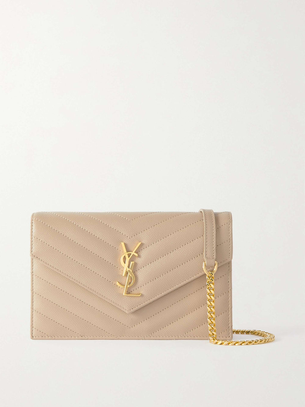 SAINT LAURENT Cassandre Envelope Chain matelassé textured-leather wallet