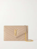 SAINT LAURENT Cassandre Envelope Chain matelassé textured-leather wallet