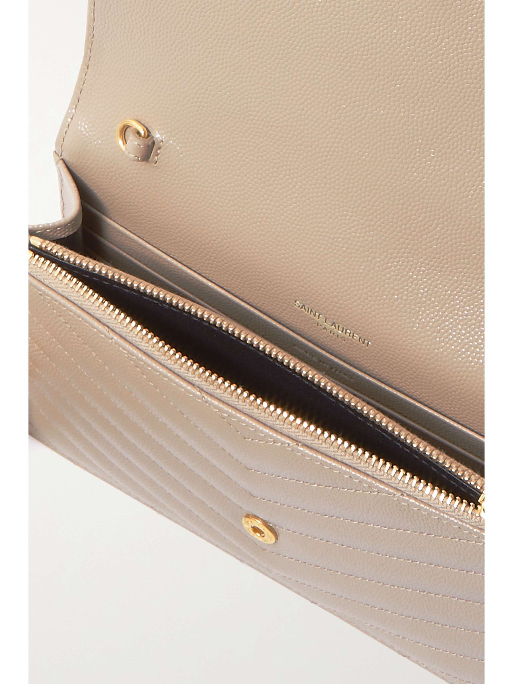 SAINT LAURENT Cassandre Envelope Chain matelassé textured-leather wallet