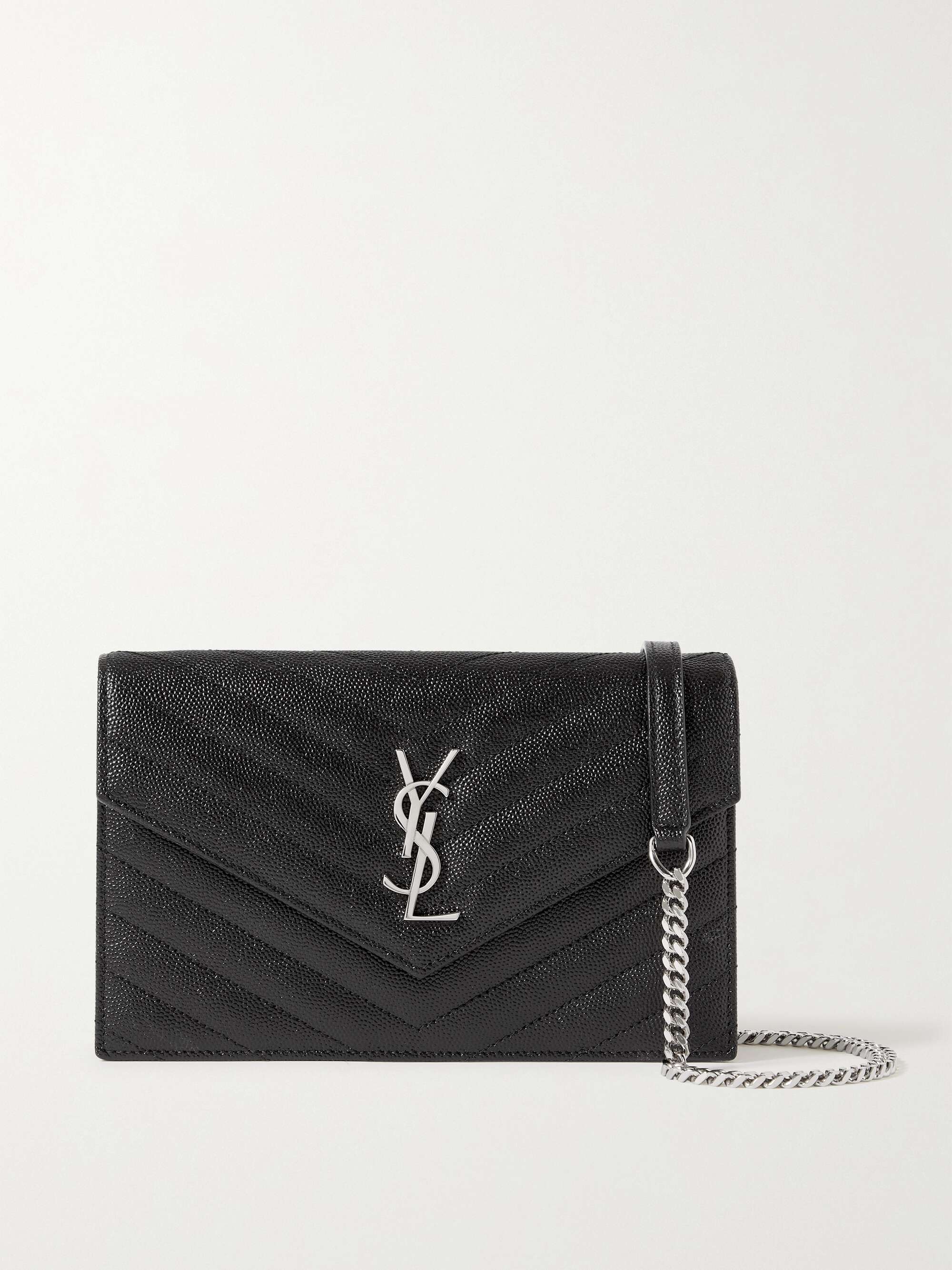 SAINT LAURENT Cassandre Envelope Chain matelassé textured-leather wallet