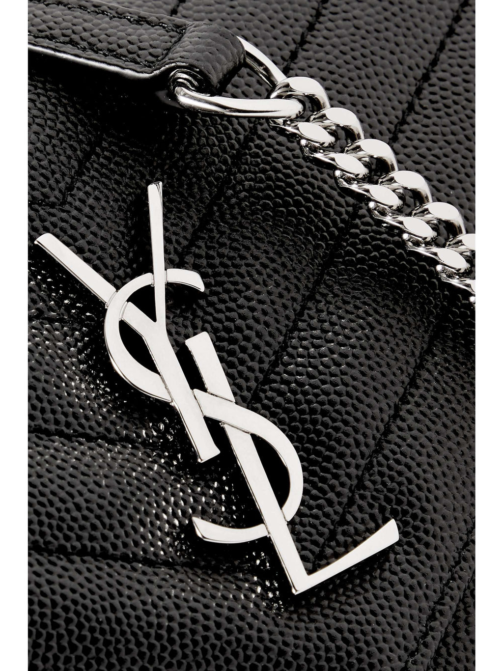 SAINT LAURENT Cassandre Envelope Chain matelassé textured-leather wallet