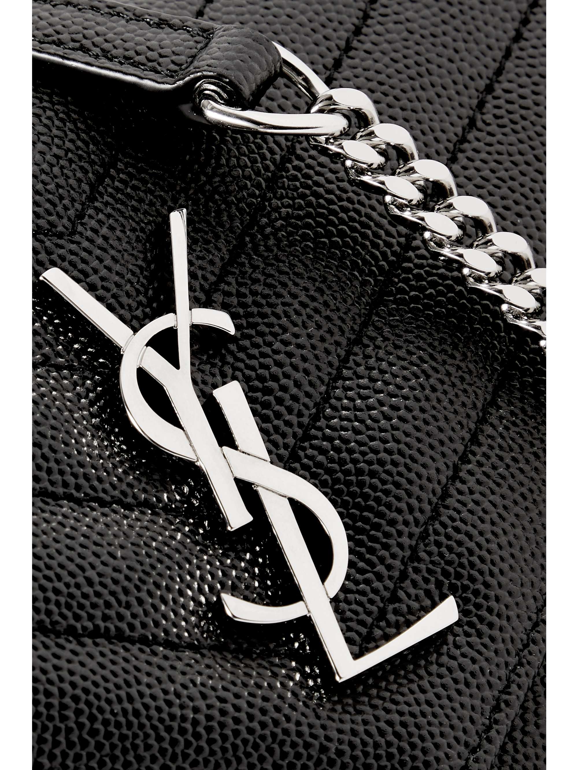 SAINT LAURENT Cassandre Envelope Chain matelassé textured-leather wallet