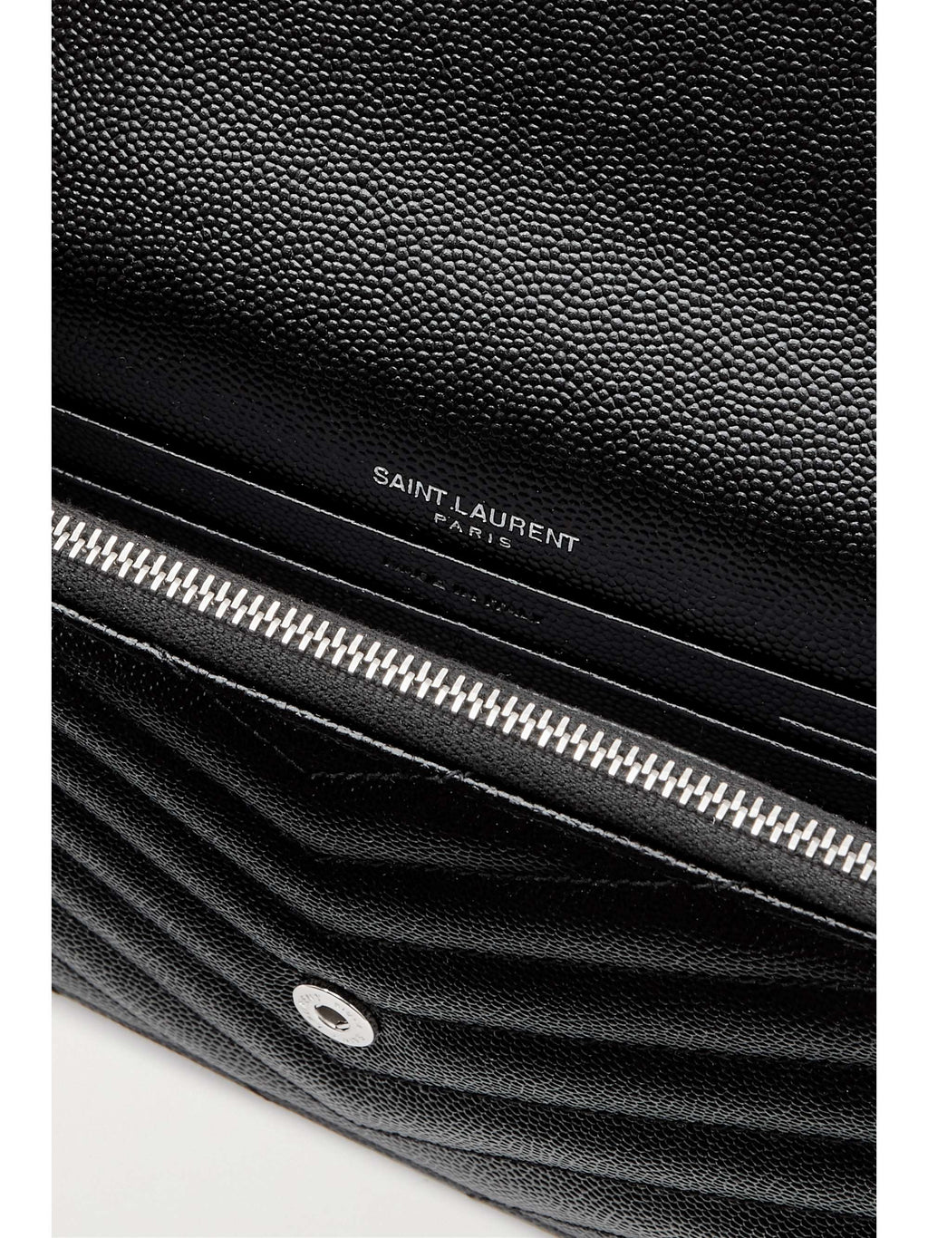 SAINT LAURENT Cassandre Envelope Chain matelassé textured-leather wallet