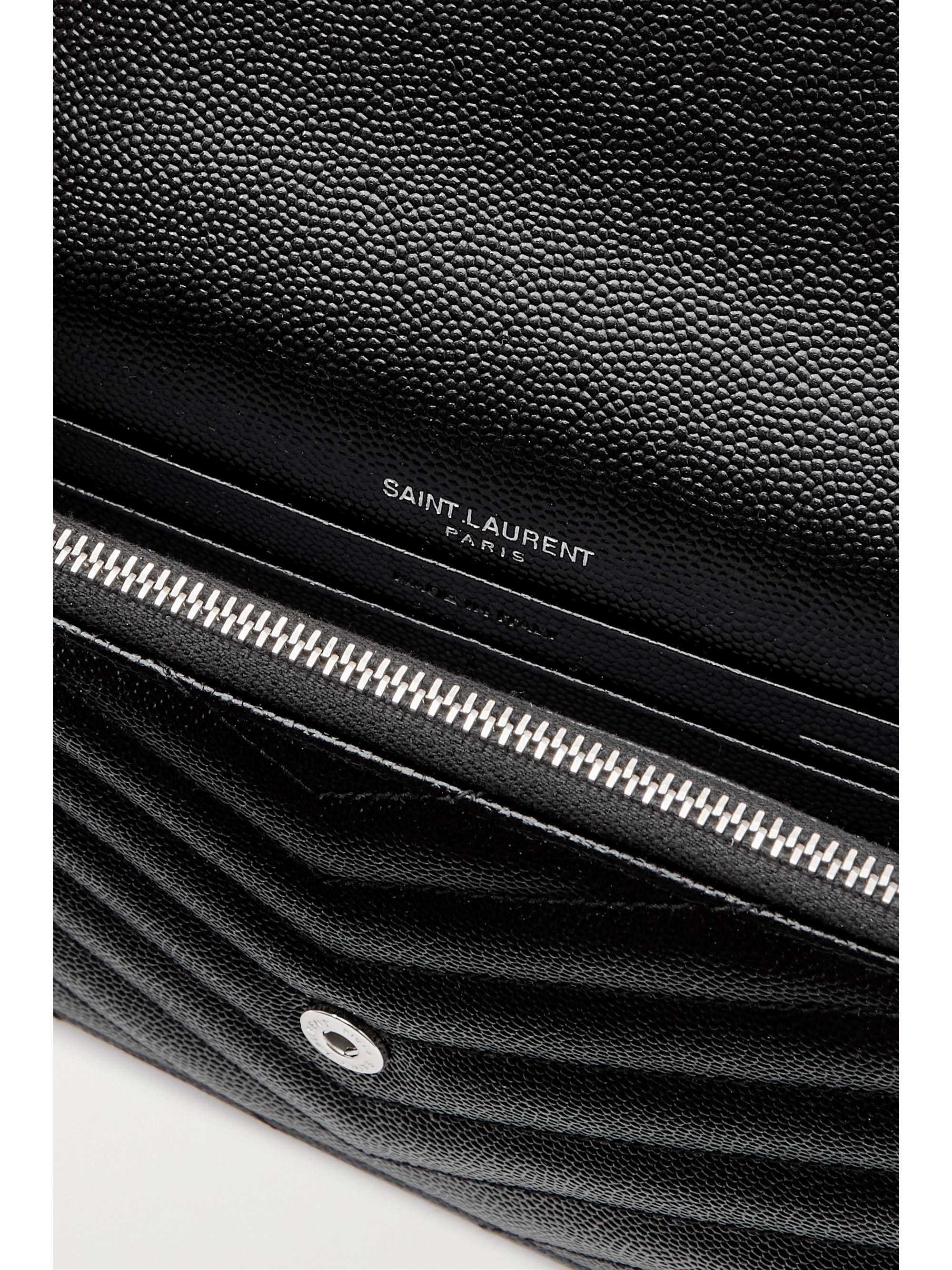 SAINT LAURENT Cassandre Envelope Chain matelassé textured-leather wallet