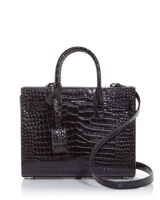 Saint Laurent Classic Sac De Jour Nano In Embossed Crocodile Shi