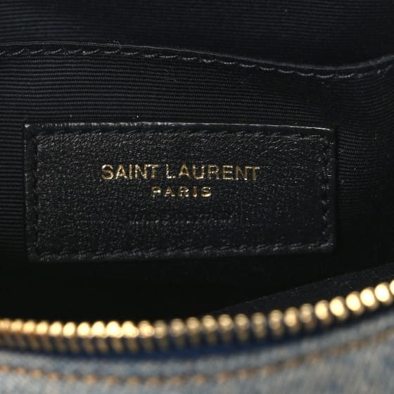 Saint Laurent  Denim Quilted Monogram Round Crossbody Bag Rodeo Blue Cinnamon