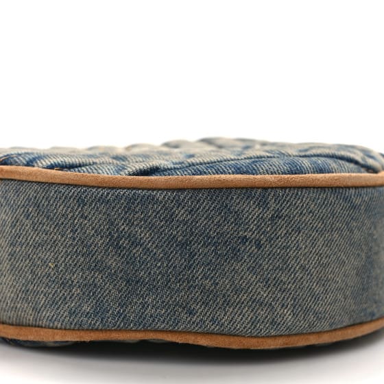 Saint Laurent  Denim Quilted Monogram Round Crossbody Bag Rodeo Blue Cinnamon