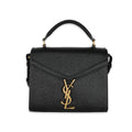 Saint Laurent Black Grain De Poudre Mini Cassandra Top Handle Bag