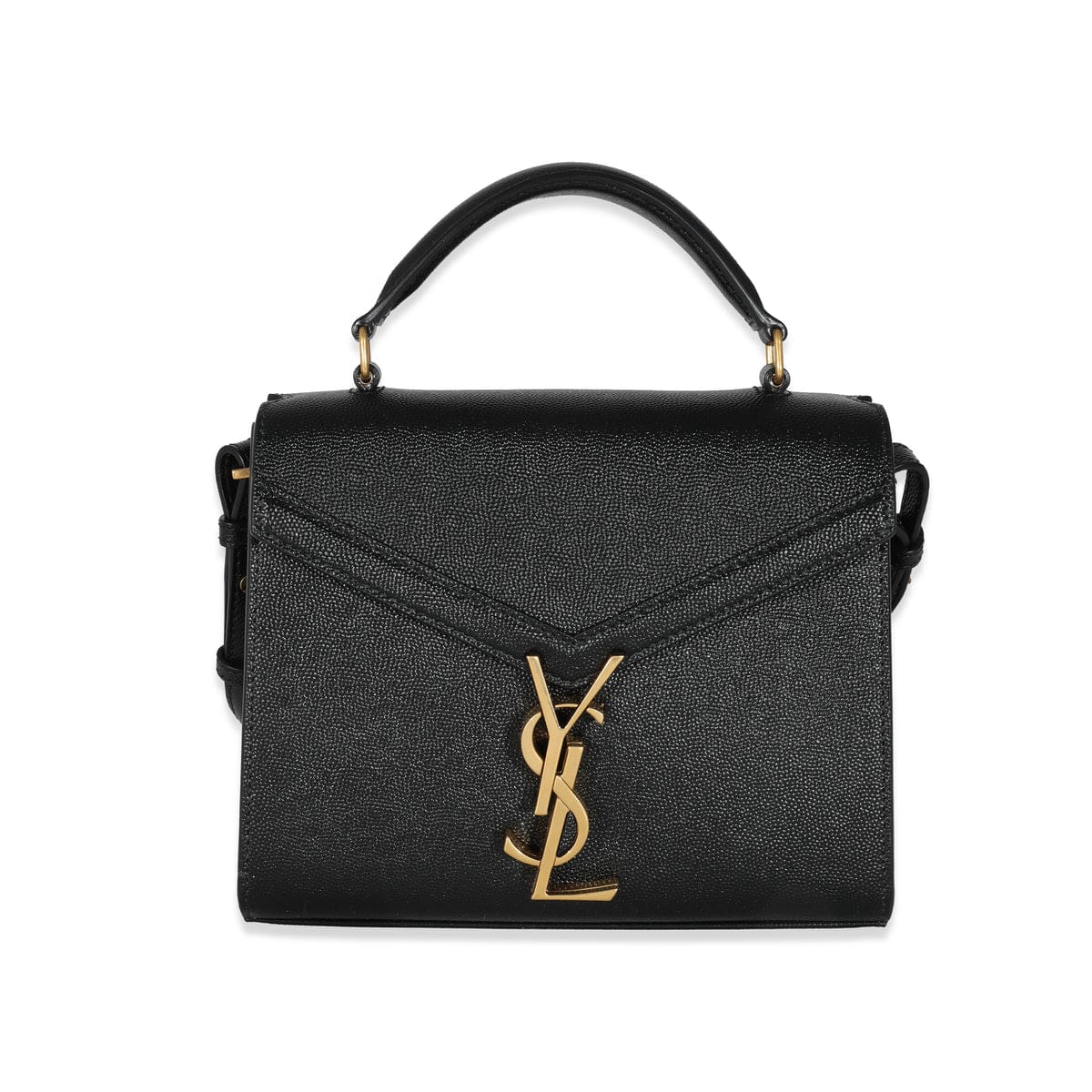 Saint Laurent Black Grain De Poudre Mini Cassandra Top Handle Bag