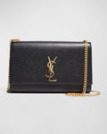 Saint Laurent Medium Kate Chain Bag In Black Textured Leather