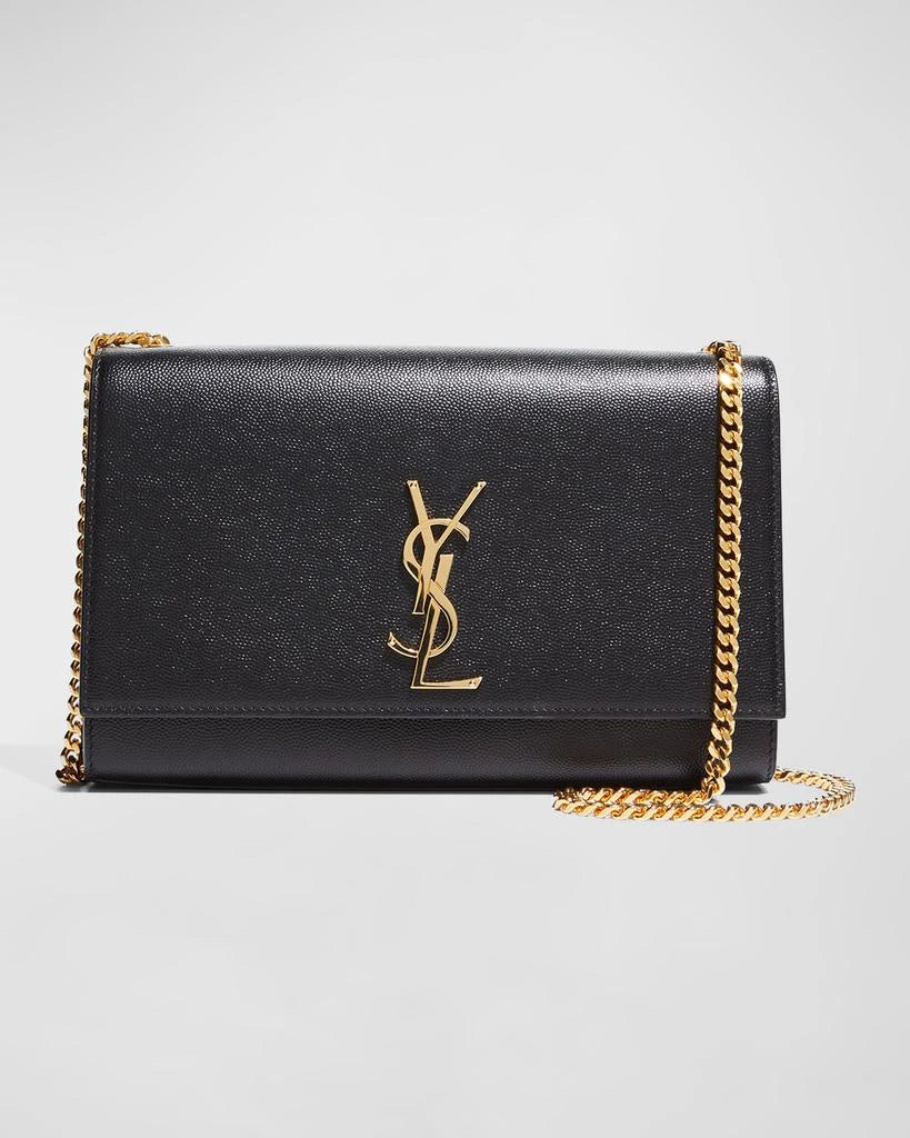 Saint Laurent Medium Kate Chain Bag In Black Textured Leather