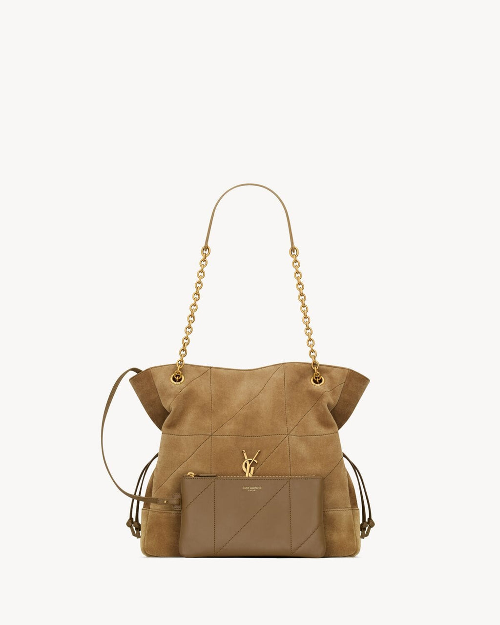 SAINT LAURENT small JAMIE SHOPPING in suede-GOLDEN LEAF