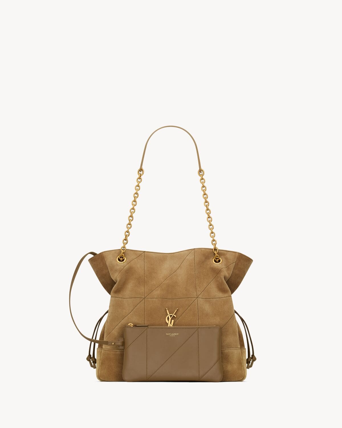 SAINT LAURENT small JAMIE SHOPPING in suede-GOLDEN LEAF