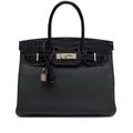 Hermès Black Togo and Shiny Niloticus Crocodile Touch Birkin 30 Palladium Hardware