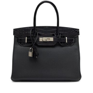 Hermès Black Togo and Shiny Niloticus Crocodile Touch Birkin 30 Palladium Hardware