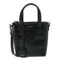 Saint Laurent  Calfskin Crocodile Embossed Paris Mini Toy Shopper Tote Black