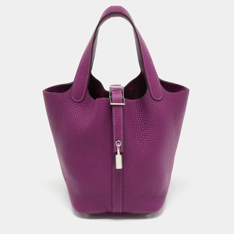 HERMÈS Anemone Taurillon Clemence Leather Picotin Lock 18 Bag