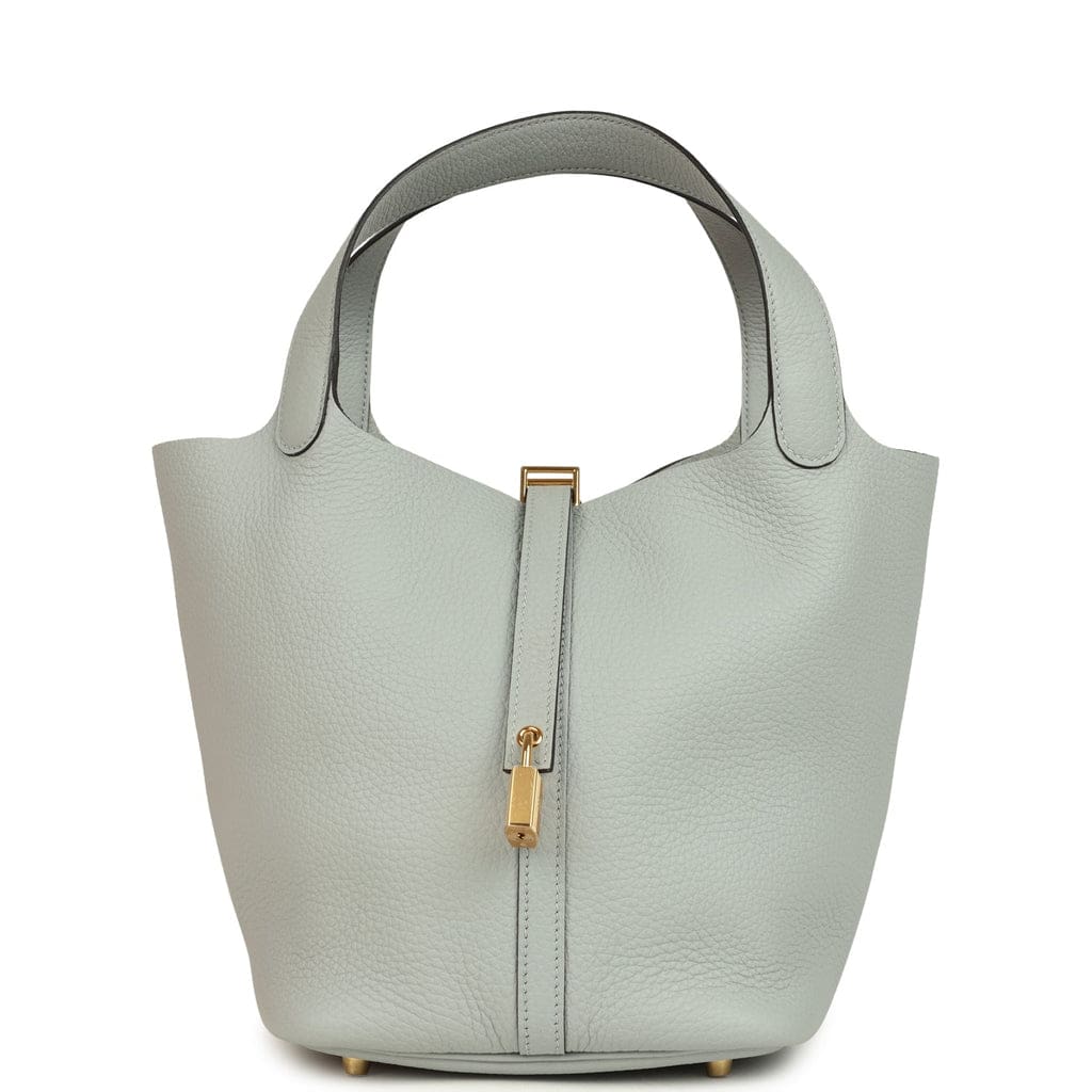 Hermès Picotin Lock 22 Bleu Glacier Clemence Gold Hardware
