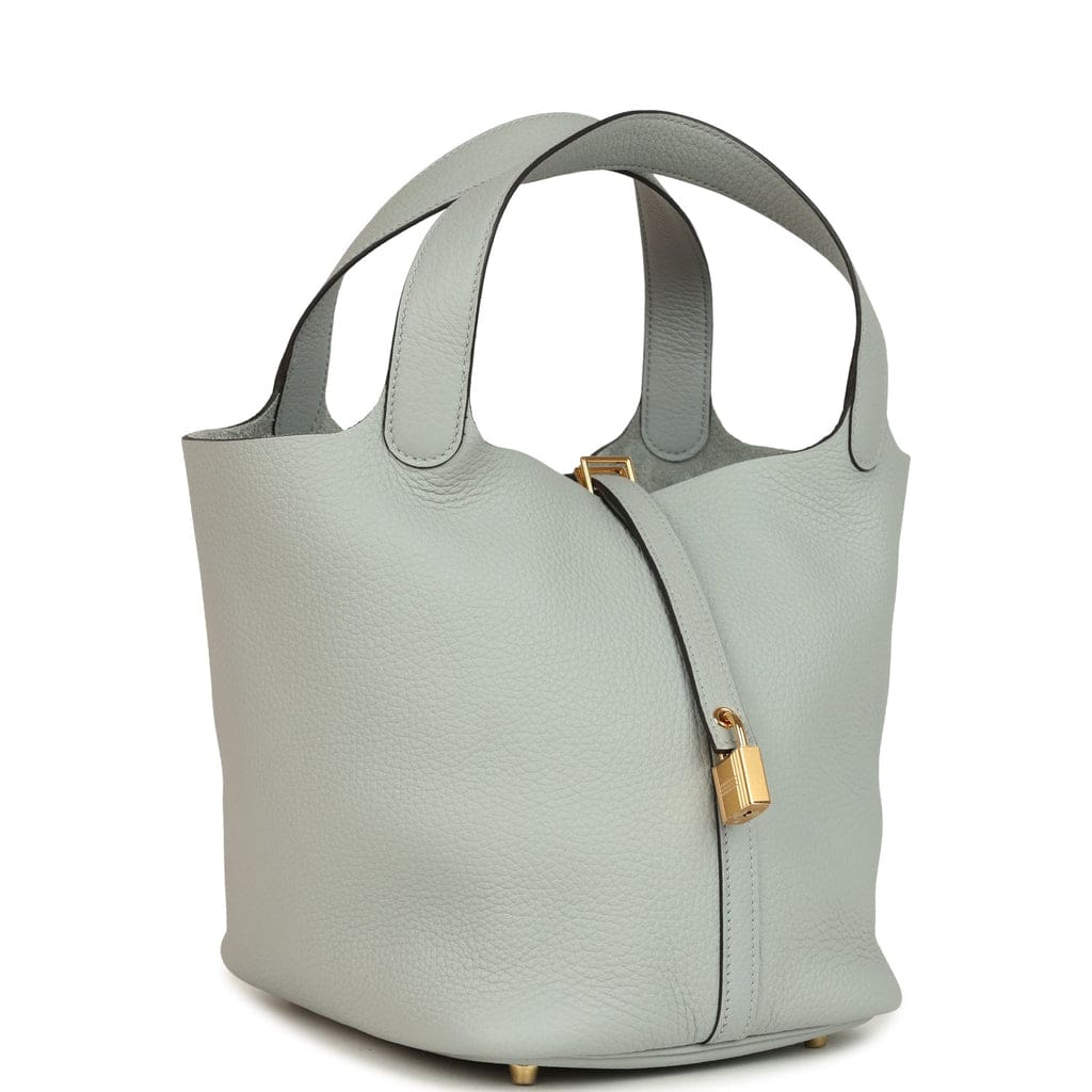 Hermès Picotin Lock 22 Bleu Glacier Clemence Gold Hardware