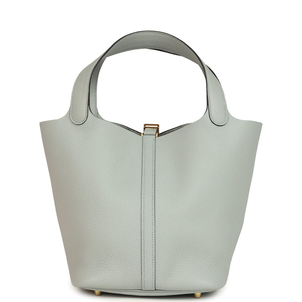 Hermès Picotin Lock 22 Bleu Glacier Clemence Gold Hardware