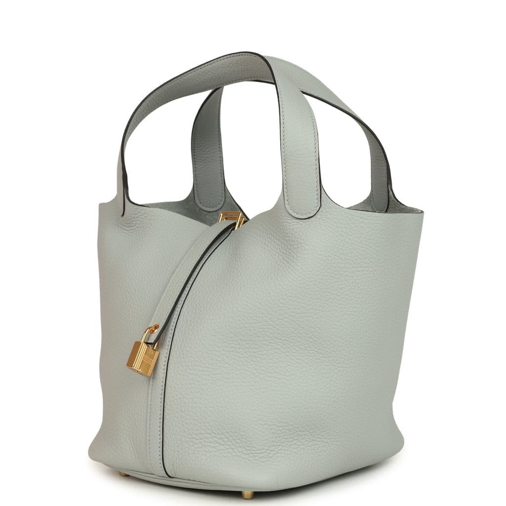 Hermès Picotin Lock 22 Bleu Glacier Clemence Gold Hardware