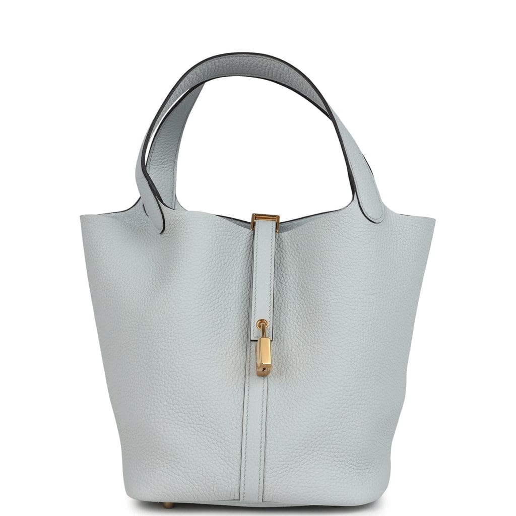 Hermès Picotin Lock 22 Bleu Pale Clemence Gold Hardware