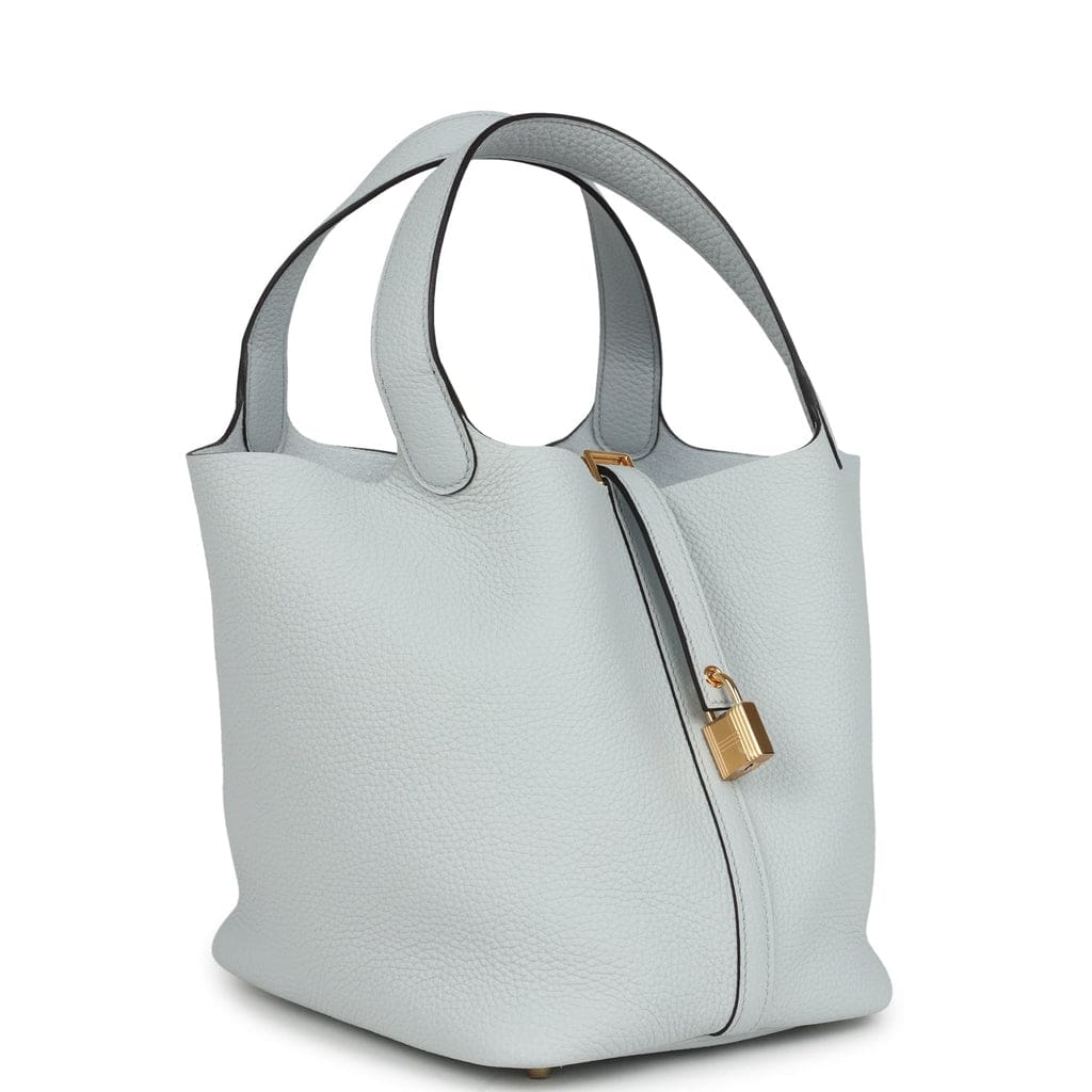 Hermès Picotin Lock 22 Bleu Pale Clemence Gold Hardware