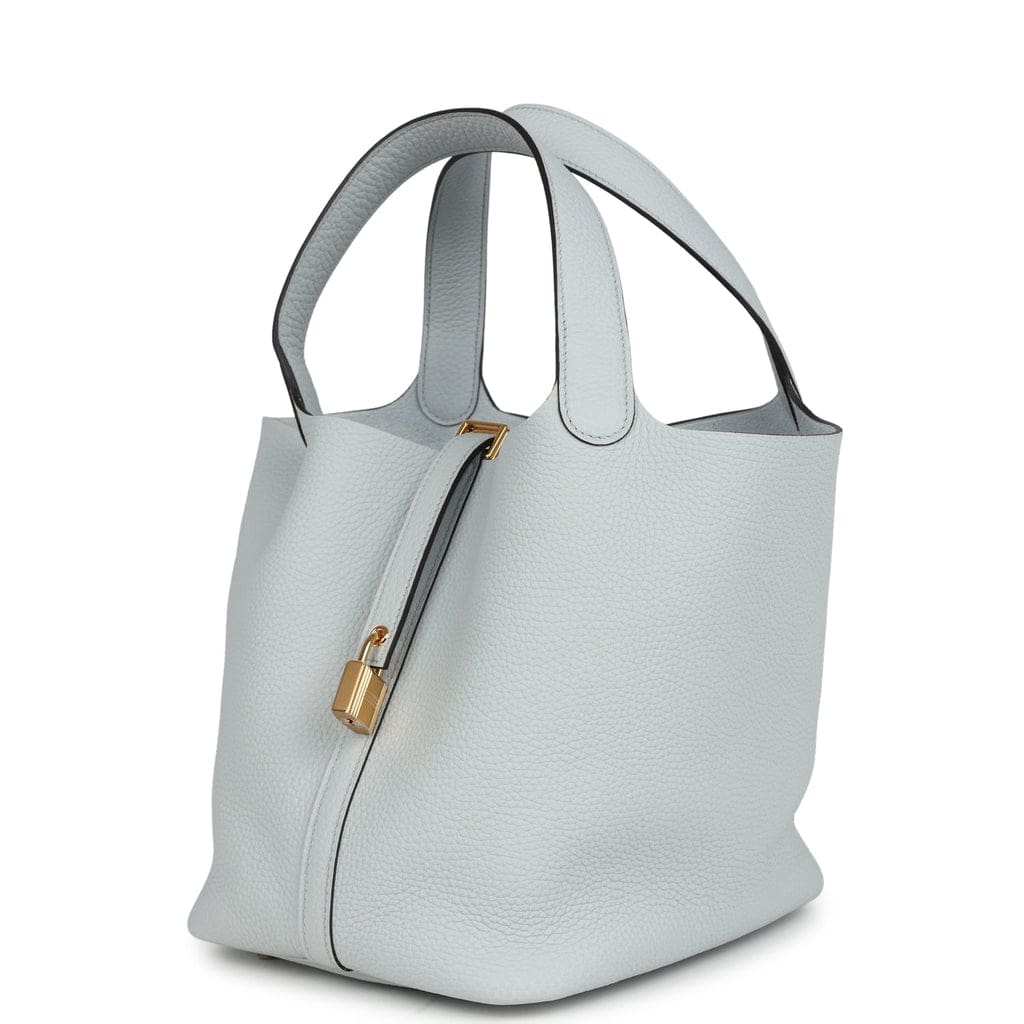 Hermès Picotin Lock 22 Bleu Pale Clemence Gold Hardware