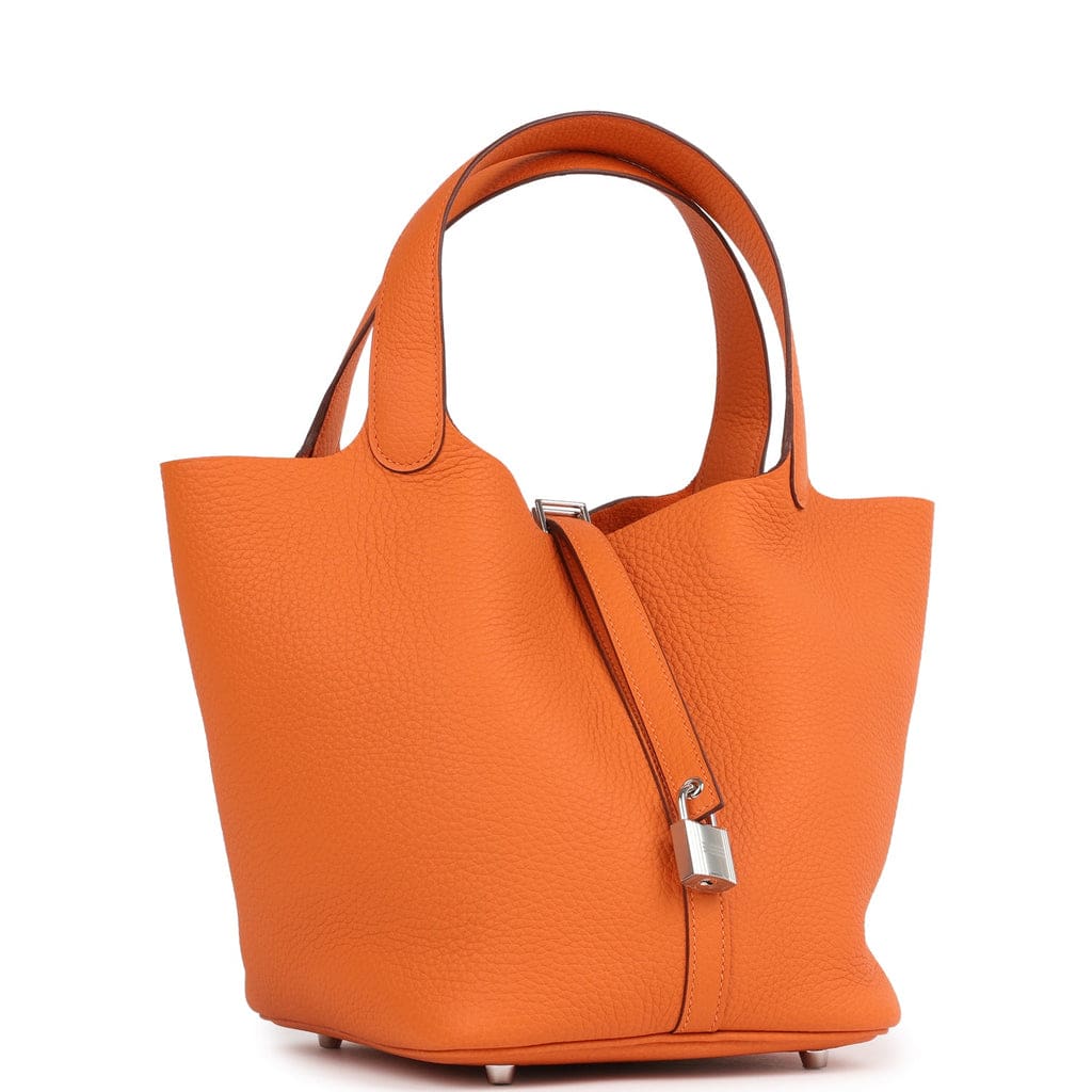 Hermès Picotin Lock 22 Orange Clemence Palladium Hardware