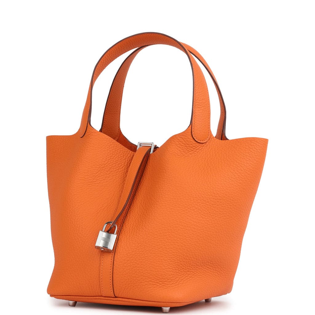 Hermès Picotin Lock 22 Orange Clemence Palladium Hardware