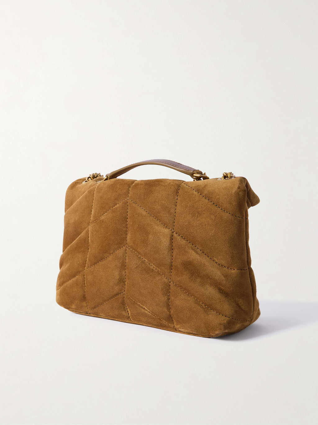 SAINT LAURENT Puffer Toy quilted leather-trimmed suede shoulder bag