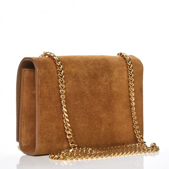 Saint Laurent  Suede Small Classic Monogram Kate Tassel Satchel Light Ochre