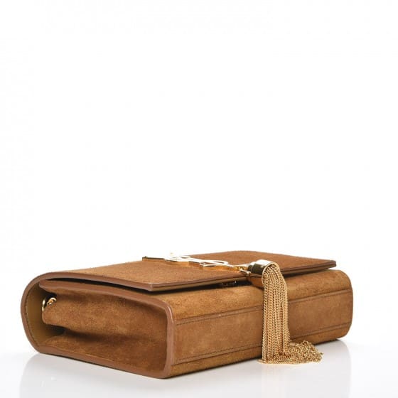 Saint Laurent  Suede Small Classic Monogram Kate Tassel Satchel Light Ochre
