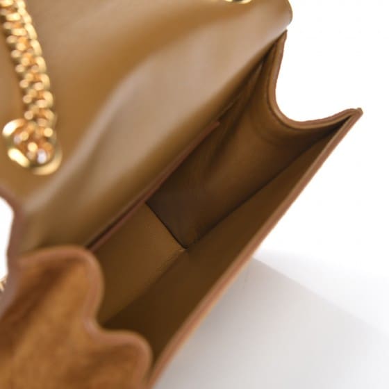 Saint Laurent  Suede Small Classic Monogram Kate Tassel Satchel Light Ochre